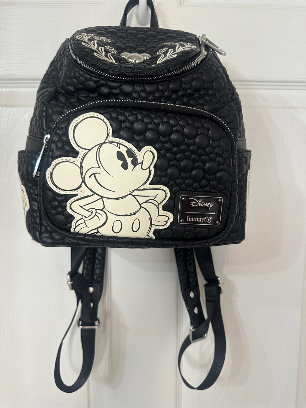 Disney Black Mini Backpack with Cream Mickey Applique